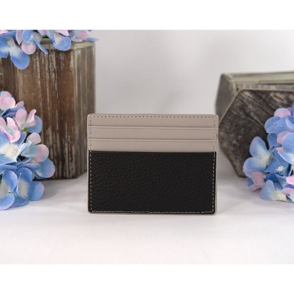 Michael Kors Cooper Black Taupe Leather Tall Card Case Holder Mini Wallet NWT - Picture 4 of 6